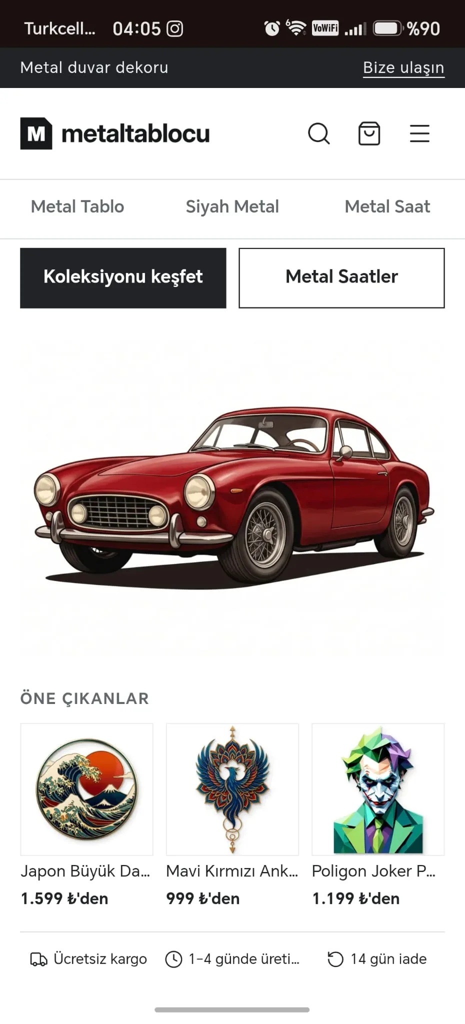 Metaltablocu ana sayfası, mobil görünüm